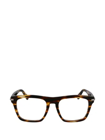 Ferragamo Eyewear Square-frame Striped Glasses In Brown