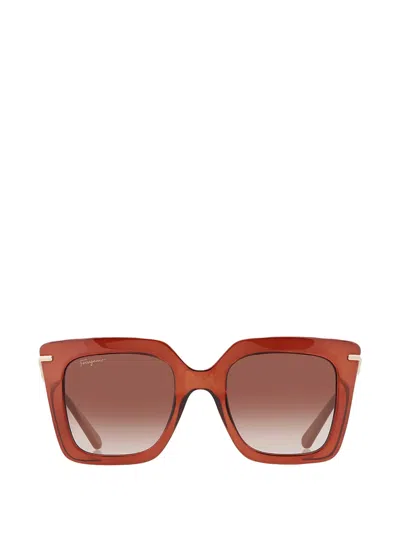 Ferragamo Eyewear Square-frame Gancini Sunglasses In Brown