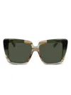 Ferragamo Eyewear Striped Cat-eye Sunglasses In Green