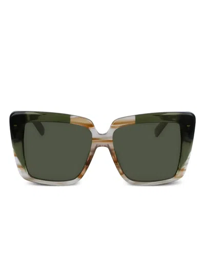 Ferragamo Eyewear Striped Cat-eye Sunglasses In Green