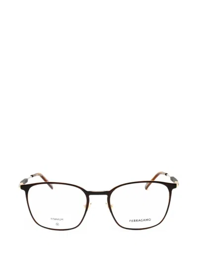 Ferragamo Eyewear Titanium Rectangle-frame Glasses In Blue