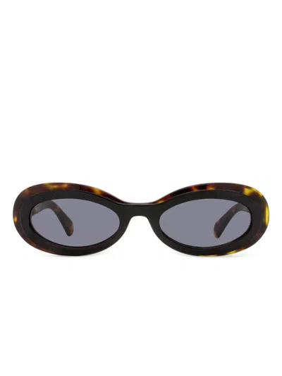 Ferragamo Eyewear Tortoiseshell-effect Oval-frame Sunglasses In Brown