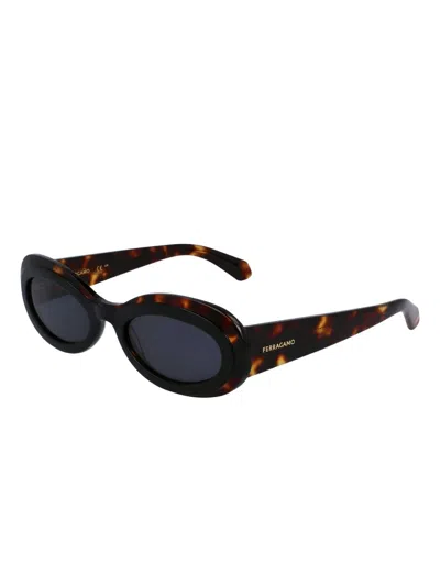 Ferragamo Eyewear Tortoiseshell-pattern Sunglasses In Brown