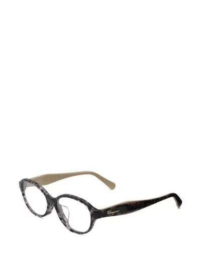 Ferragamo Eyewear Tortoiseshell-effect Round-frame Glasses In Black