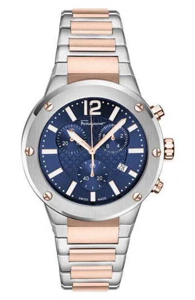 FERRAGAMO FERRAGAMO F-80 BRACELET STRAP CHRONOGRAPH WATCH, 42MM