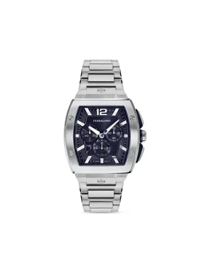 Ferragamo F-80 Tonneau Chrono Watch In Stainless Steel