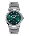 Ferragamo F-80 Classic Bracelet Watch In Silver/green