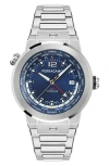 Ferragamo F-80 Gmt Worldtime Bracelet Watch In Stainless Steel
