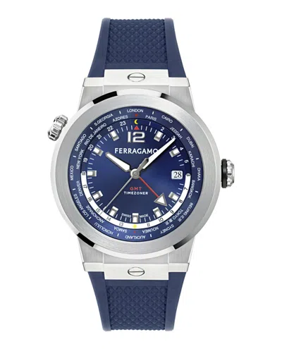 Ferragamo F-80 Gmt Worldtime Silicone Watch In Multi