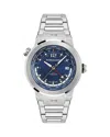 Ferragamo F-80 Gmt Worldtime Bracelet Watch In Blue/silver