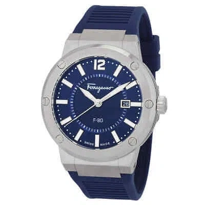 Pre-owned Ferragamo F-80 Quartz Blue Dial Men's Watch Sfhy01022