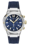 Ferragamo F-80 Chrono Silicone Watch In Stainless Steel