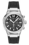 Ferragamo F-80 Chrono Silicone Watch In Stainless Steel/black