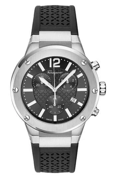 FERRAGAMO FERRAGAMO F-80 SILICONE STRAP CHRONOGRAPH WATCH, 42MM