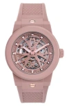 Ferragamo F-80 Skeleton Ecoceramic Automatic Watch In Taupe