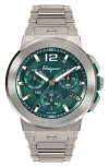 Ferragamo F-80 Titanium Tech Bracelet Watch Man Wrist Watch Grey Size Onesize Stainless Steel In Titanium/green