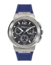 Ferragamo F-80 Titanium Tech Silicone Watch In Silver