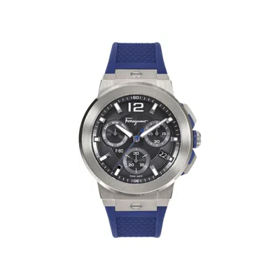 Pre-owned Ferragamo F-80 Titanium Tech Silicone Watch 'titanium' | Silver | Men's Size Onesize