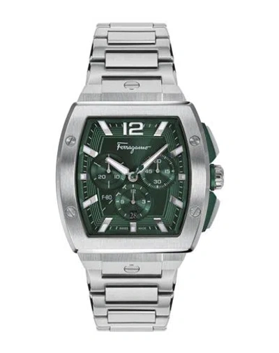 Ferragamo F-80 Tonneau Chrono Watch In Stainless Steel