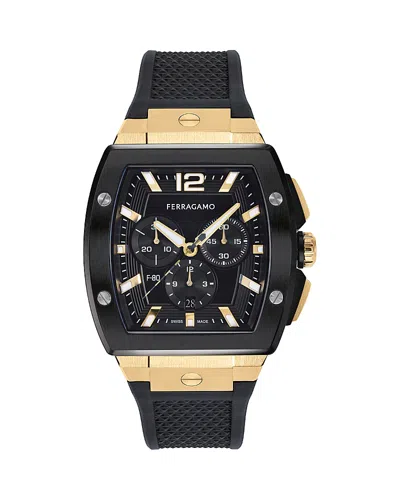 Ferragamo F-80 Tonneau Chrono Watch In Black