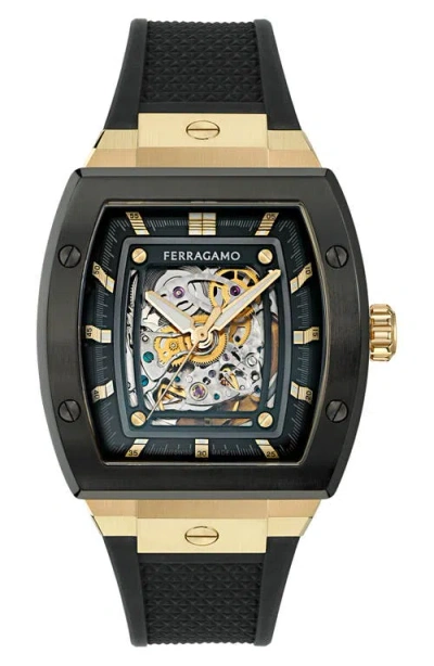 Ferragamo F-80 Tonneau Skeleton 42mm In Two Tone