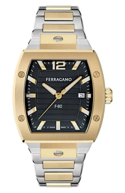 FERRAGAMO FERRAGAMO F-80 TONNEAU TWO-TONE BRACELET WATCH, 42MM