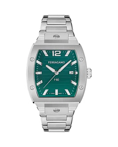 Ferragamo F-80 Tonneau Watch, 42 X 41.8mm In Metallic