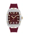 Ferragamo Men's Swiss F-80 Tonneau Burgundy Polyurethane Strap Watch 42mm In Brown