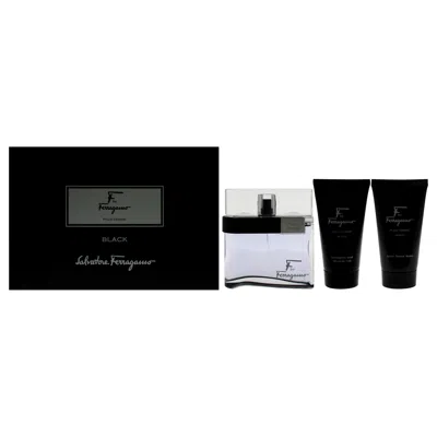Ferragamo F Black By Salvatore  For Men - 3 Pc Gift Set 3.4oz Edt Spray, 2.5oz Shampoo And Shower Gel In Multi