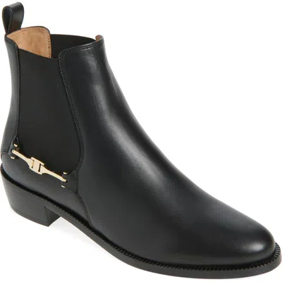 Ferragamo F Buckle Chelsea Boot In Black