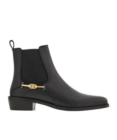 Ferragamo F Buckle Chelsea Boot In Black