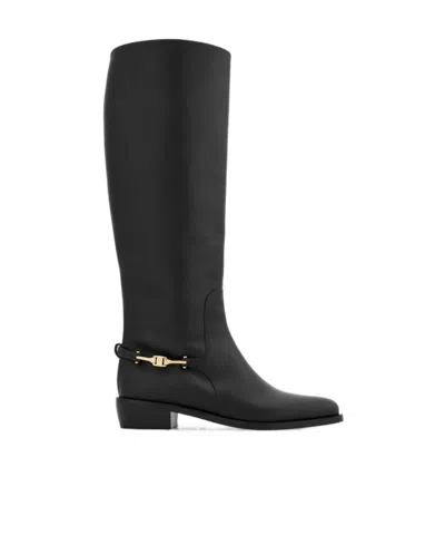 Ferragamo F Buckle Knee Boot