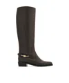 Ferragamo 35mm Leather Knee-high Boots In Black