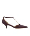 Ferragamo Maroon Pointed Toe Pumps In Burgundy