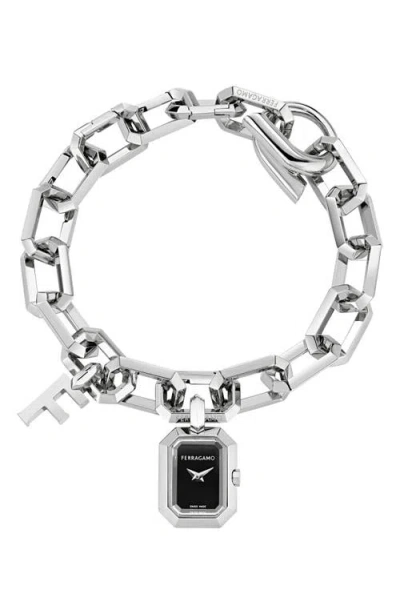 Ferragamo 'f' Charm Bracelet Watch, 16mm X 21mm In Metallic