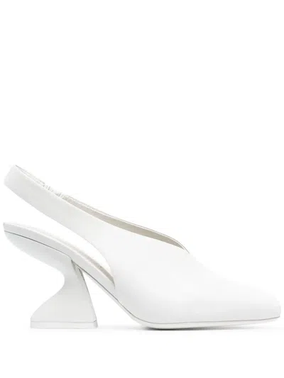 Ferragamo Sloane 85 Leather Slingback Pumps In Off-white