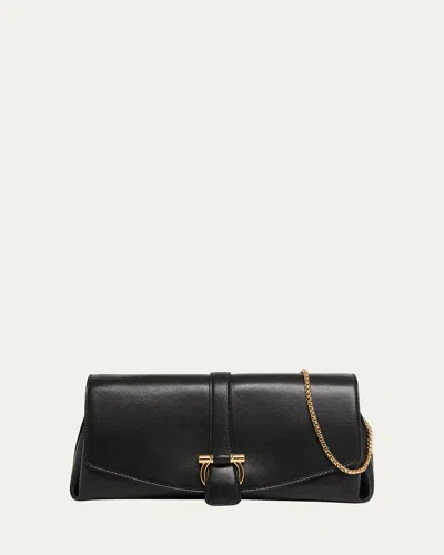 Ferragamo F-show Medium Flap Shoulder Bag In Black