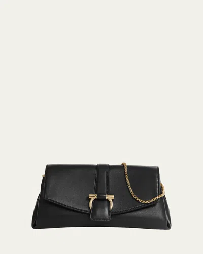 Ferragamo F-show Small Flap Shoulder Bag In Black