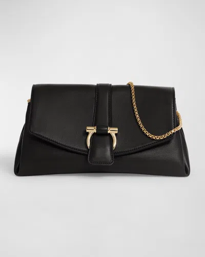 Ferragamo F-show Small Flap Shoulder Bag In Nero