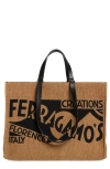 Ferragamo Large Tote Bag With Logo In Brown/nero