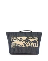 Ferragamo F. Signature Pouch In Denim/midnight
