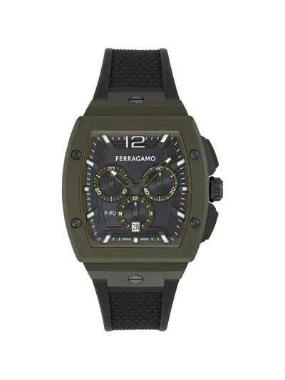 Ferragamo F-80 Tonneau Chronograph 41mm Watch In Metallic