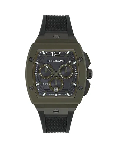 Ferragamo F-80 Tonneau Chronograph, 42mm In Burgundy