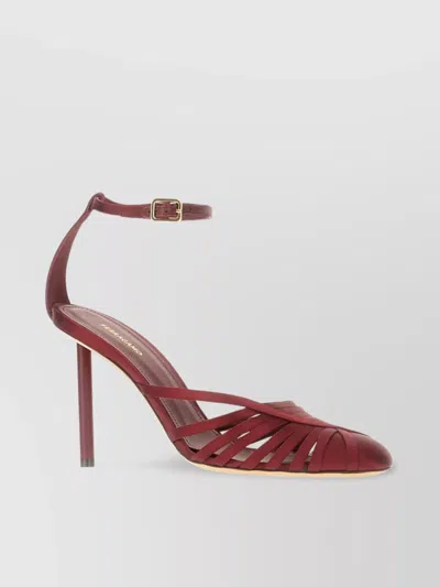 Ferragamo Fabric Ermelia Pumps Ankle Strap In Red