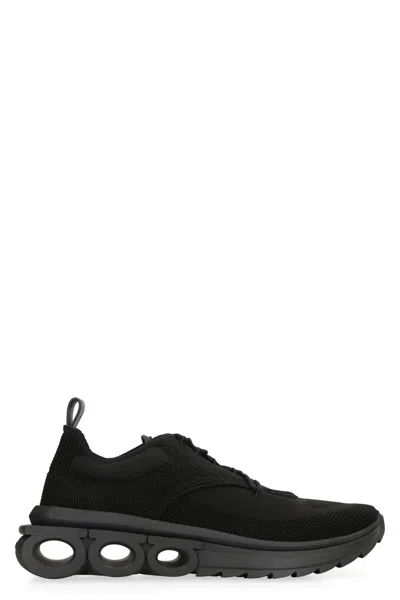 Ferragamo Fabric Low-top Sneakers In Black