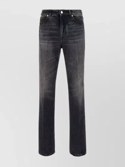 FERRAGAMO FADED STONEWASHED DENIM JEANS WITH BELT LOOPS