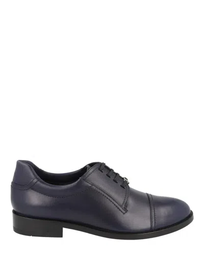 Ferragamo Farnon Div Leather Oxfords In Blue