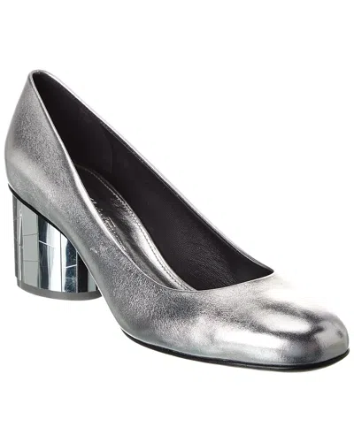 Ferragamo Farrah Leather Pump In Silver