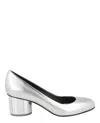 Ferragamo Farrah Metallic Leather Pumps In Gray