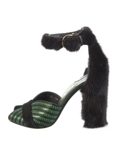 Pre-owned Ferragamo Fata Mink Sandals In Multi